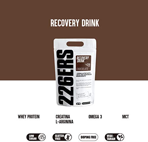 226ERS Recovery Drink Monodosis, Recuperador Muscular con Proteína Whey, Creatina, Hidratos de Carbono, Triglicéridos y L-Arginina, Chocolate - 15 unidades x 50 gr