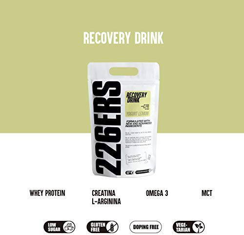 226ERS Recovery Drink, Recuperador Muscular con Proteína Whey, Creatina, Hidratos de Carbono, Triglicéridos y L-Arginina, Yogurt Limón - 500 gr