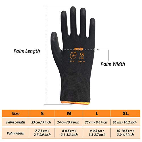 24 pares Guantes de trabajo Guantes de trabajo de manipulación general de nylon negro bañado en palma de PU - Extra grande