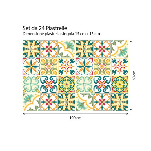 24 (Piezas) Adhesivo para Azulejos 15x15 cm - PS00111 - Pamplona - Adhesivo Decorativo para Azulejos para baño y Cocina - Stickers Azulejos - Collage de Azulejos