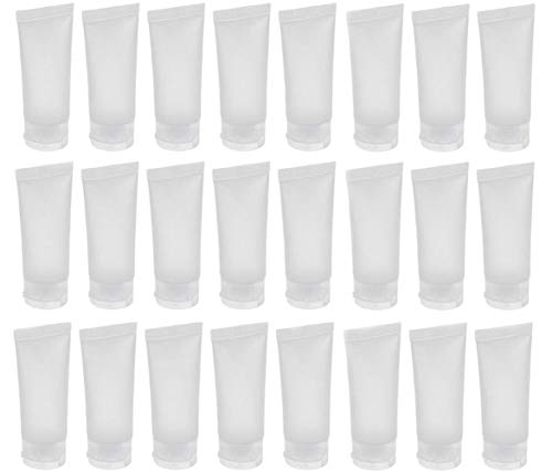 24 tubos vacíos de plástico translúcido, de 30 ml, para loción cosmética, champú y limpiador facial.