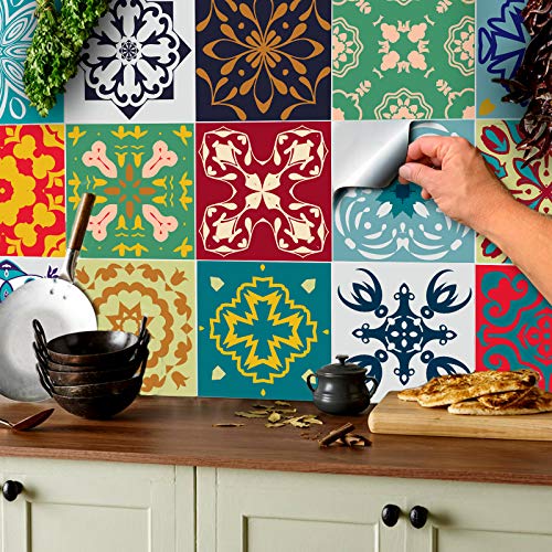 24x Color de la mezcla Lámina impresa 2d PEGATINAS lisas para pegar sobre azulejos cuadrados de 15cm en cocina, baños – resistentes al agua y aceite, Azulejos decorativos adhesivos 24x Color de la mezcla Lámina impresa 2d PEGATINAS lisas para pegar sobre azulejos cuadrados de 15cm en cocina, baños – resistentes al agua y aceite, Azulejos decorativos adhesivos
