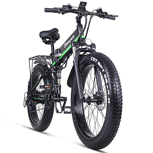 26 pulgadas neumático gordo Bicicleta eléctrica 1000W 48V Nieve E-bici Shimano 21 Velocidades Beach Cruiser Hombre Mujeres Montaña e-Bike Pedal Assist, batería de litio Frenos de disco hidráulicos