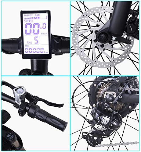 26 pulgadas neumático gordo Bicicleta eléctrica 1000W 48V Nieve E-bici Shimano 21 Velocidades Beach Cruiser Hombre Mujeres Montaña e-Bike Pedal Assist, batería de litio Frenos de disco hidráulicos