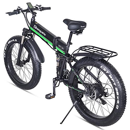 26 pulgadas neumático gordo Bicicleta eléctrica 1000W 48V Nieve E-bici Shimano 21 Velocidades Beach Cruiser Hombre Mujeres Montaña e-Bike Pedal Assist, batería de litio Frenos de disco hidráulicos