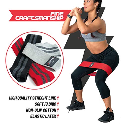 2GetFit Bandas Elásticas Musculación (Set de3): Banda Tela Glúteos, Goma de Resistencia Fitness, Cintas/Bandas Elásticas/Resistencia, Gimnasio/Gym/TRX