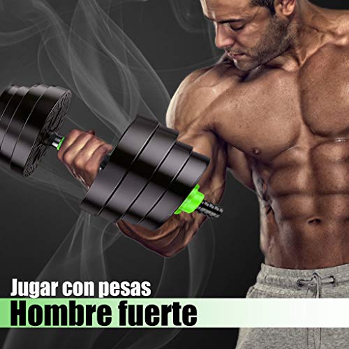 2IN1 Kit Mancuernas Musculacion Grandes Mancuernas, Pesas Ajustables,para Entrenar en el Gimnasio y en casa 10kg/22lbs