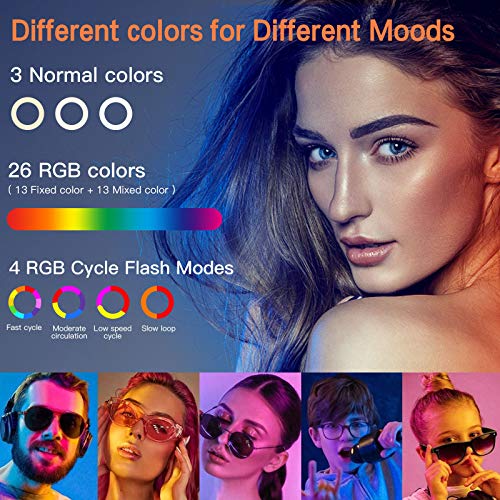 2NLF Aro de Luz para Movil 10" RGB Anillo de luz LED con Trípode Soporte 53" Altura Regulable 26 Colores 10 Brillos Regulables Control Remoto Inalámbrico para Selfie Maquillaje Youtube TIK Tok Live