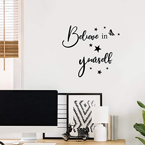 2pcs Pegatinas Pared Citas Inspiradoras Vinilos Frases Letras Motivadoras Inglés Stickers Adhesivos Negro Decoración Habitación Dormitorio Salón Oficina