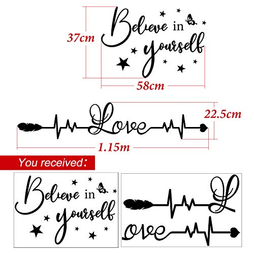 2pcs Pegatinas Pared Citas Inspiradoras Vinilos Frases Letras Motivadoras Inglés Stickers Adhesivos Negro Decoración Habitación Dormitorio Salón Oficina 2pcs Pegatinas Pared Citas Inspiradoras Vinilos Frases Letras Motivadoras Inglés Stickers Adhesivos Negro Decoración Habitación Dormitorio Salón Oficina