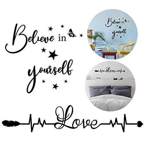 2pcs Pegatinas Pared Citas Inspiradoras Vinilos Frases Letras Motivadoras Inglés Stickers Adhesivos Negro Decoración Habitación Dormitorio Salón Oficina 2pcs Pegatinas Pared Citas Inspiradoras Vinilos Frases Letras Motivadoras Inglés Stickers Adhesivos Negro Decoración Habitación Dormitorio Salón Oficina