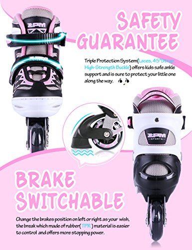 2PM SPORTS Cytia Ajustable Iluminación Patines en línea para niños y Adolescentes con luz Completa hasta LED Ruedas, Diversión Flashing Roller Blades para niños y niñas- Pink S(28-31EU)