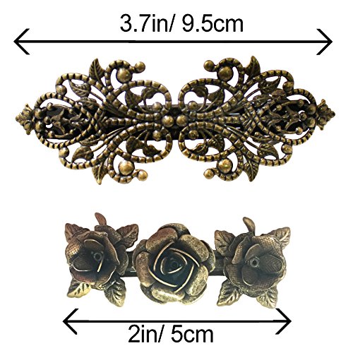 2Pzas Pasador de Metal Retro Vintage Hebilla Prendedor del Pelo Rosas Accesorios Bronce 2Pzas Pasador de Metal Retro Vintage Hebilla Prendedor del Pelo Rosas Accesorios Bronce