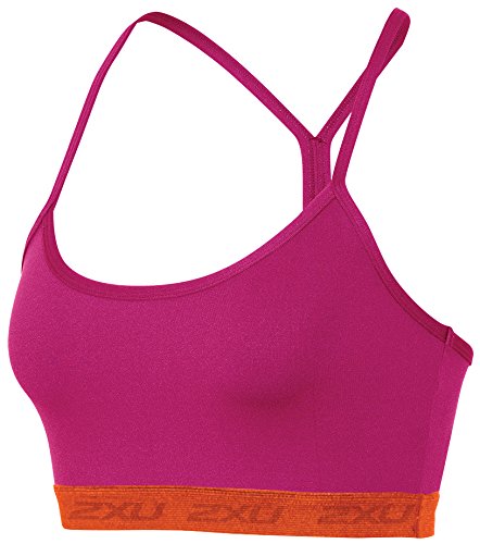 2XU Top corto pliométrico con espalda en Y para mujer, Mujer, WR3679a, Rosa Cereza/Naranja Sunburst, S