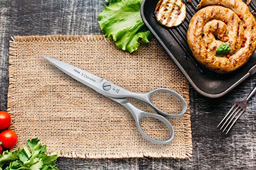 3 Claveles 28084 Profesional Acero Inoxidable Tijeras de Cocinero línea Cook para Carne Pescado Pollo Caza Pizza Filo microdentado menaje de Cocina de 20 cm-8", Satin 3 Claveles 28084 Profesional Acero Inoxidable Tijeras de Cocinero línea Cook para Carne Pescado Pollo Caza Pizza Filo microdentado menaje de Cocina de 20 cm-8", Satin