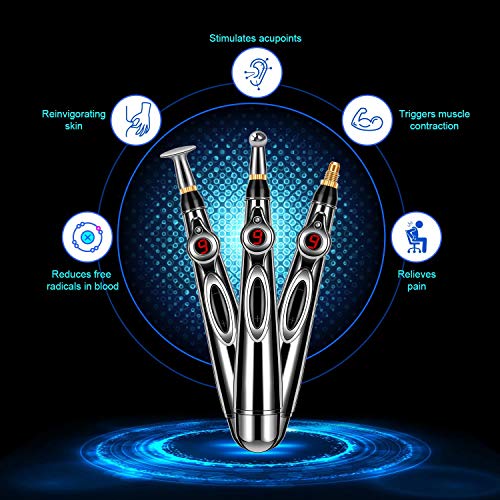 3-IN-1 Acupuncture Pen, Acupuntura Masaje Pen, Pluma de Acupuntura Electrónica, Pluma de Masaje Electrónico, Masaja Eléctrica Acupuntura Pluma Terapia del Dolor Masajeador