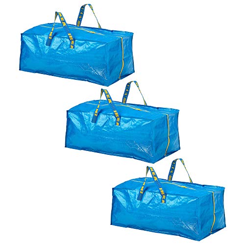 3 maleteros FRAKTA para carro, color azul, longitud: 73 cm, profundidad: 35 cm, altura: 30 cm, carga máxima: 25 kg, volumen: 76 l, se puede llevar en la mano, en la espalda.