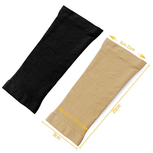 3 Pares Mangas del Brazo Cubierta para Brazo Adelgazante Brazo Aptitud Deportivo para Mujeres Chicas Pérdida de Peso (2 Pares Beige+ 1 par Negro)