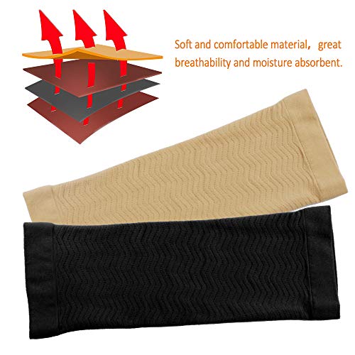 3 Pares Mangas del Brazo Cubierta para Brazo Adelgazante Brazo Aptitud Deportivo para Mujeres Chicas Pérdida de Peso (2 Pares Beige+ 1 par Negro)