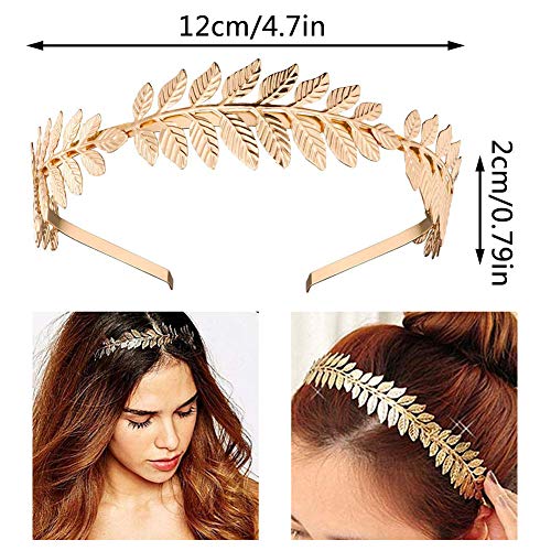 3 Pcs Diadema de Hoja Estilo,Diosa Romana Rama de la Hoja Cabello Nupcial,Trajes de Diadema Diosa Griega de Banda de Pelo de Hoja Boho Alice Diadema de Corona Tiara Accesorios(Oro,Plata,Oro Rosa)