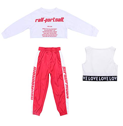 3 Piezas Conjunto de Disfraces de Hip Hop para niñas Street Dancewear Traje de Danza Moderna 3 Piezas Conjunto de Disfraces de Hip Hop para niñas Street Dancewear Traje de Danza Moderna