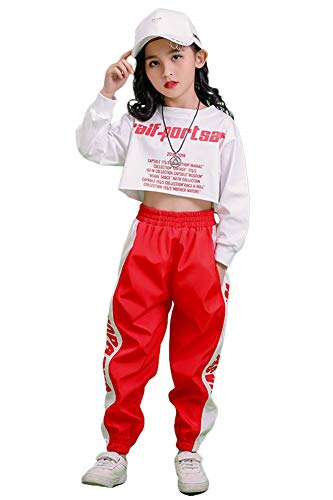 3 Piezas Conjunto de Disfraces de Hip Hop para niñas Street Dancewear Traje de Danza Moderna