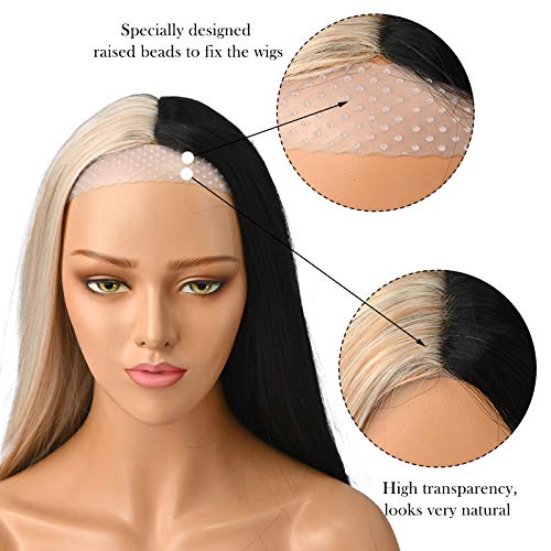 3 piezas de silicona transparente agarre de peluca suave fuerte agarre antideslizante banda de peluca a prueba de sudor diadema accesorios para el cabello para peluca fija (blanco)