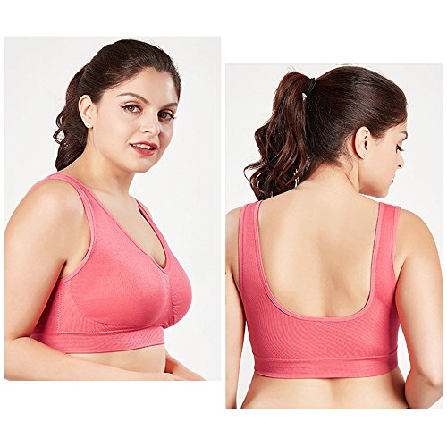 3 Piezas Sujetador Deportivo para Mujeres Sin Costuras Yoga Racerback Top con Almohadillas Extraíbles Ultimate Corriendo Gimnasio Ropa (2XL: 42/44, Azul&Sandía&Morado)