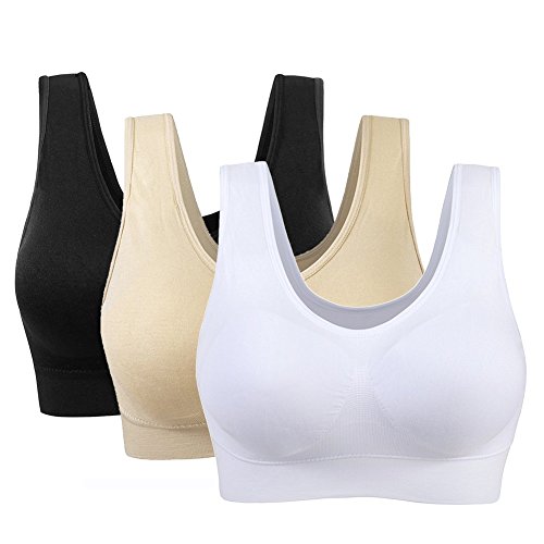 3 Piezas Sujetador Deportivo para Mujeres Sin Costuras Yoga Racerback Top con Almohadillas Extraíbles Ultimate Corriendo Gimnasio Ropa (3XL: 44/46, Desnudo&Negro&Blanco) 3 Piezas Sujetador Deportivo para Mujeres Sin Costuras Yoga Racerback Top con Almohadillas Extraíbles Ultimate Corriendo Gimnasio Ropa (3XL: 44/46, Desnudo&Negro&Blanco)