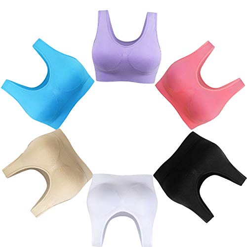 3 Piezas Sujetador Deportivo para Mujeres Sin Costuras Yoga Racerback Top con Almohadillas Extraíbles Ultimate Corriendo Gimnasio Ropa (3XL, 6 Piezas)