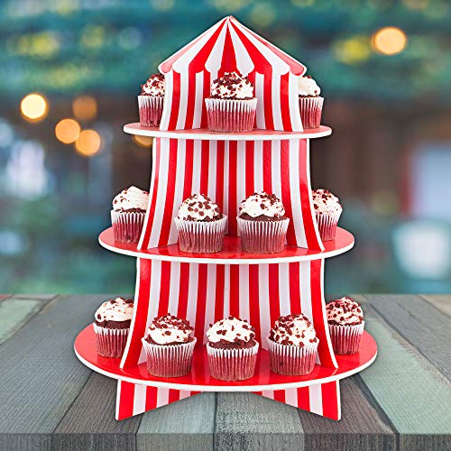 3 Tier Cupcake Foam Stand with Circus Carnival Tent Design for Desserts, Birthdays, Decorations by Super Z Outlet by Super Z Outlet