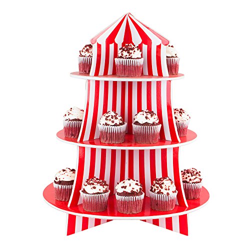 3 Tier Cupcake Foam Stand with Circus Carnival Tent Design for Desserts, Birthdays, Decorations by Super Z Outlet by Super Z Outlet