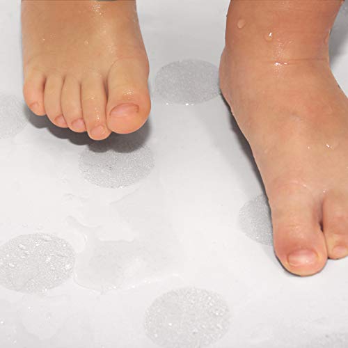 32 Pegatinas Antideslizantes Transparentes para Bañera o Ducha | Textura no abrasiva para un Mejor Agarre | Puntos Adhesivos Discretos de 4 cm de Diámetro para mayor Seguridad | Rascador Incluido