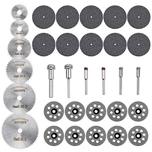 32 Piezas Hojas de Sierra Circular, Mini Disco Corte Madera Set para Cortar Madera Tubería de PVC Metal Blando - 22mm /25mm /32mm /35mm /44mm /50mm 32 Piezas Hojas de Sierra Circular, Mini Disco Corte Madera Set para Cortar Madera Tubería de PVC Metal Blando - 22mm /25mm /32mm /35mm /44mm /50mm