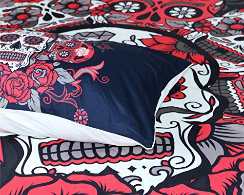 3D Juego De Cama Juego De Ropa De Cama De Flores De Calavera con Funda De Edredón Elegante Y Estampado De Fibra De Poliéster 1 Y Fundas De Almohada 2 (3 Piezas) Estilo1 Auk 3D Juego De Cama Juego De Ropa De Cama De Flores De Calavera con Funda De Edredón Elegante Y Estampado De Fibra De Poliéster 1 Y Fundas De Almohada 2 (3 Piezas) Estilo1 Auk