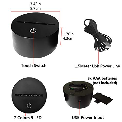 3D Lámpara óptico Illusions Luz Nocturna, EASEHOME LED Lámpara de Mesa Luces de Noche para Niños Decoración Tabla Lámpara de Escritorio 7 Colores Cambio de Botón Táctil y Cable USB, Bailarín 3D Lámpara óptico Illusions Luz Nocturna, EASEHOME LED Lámpara de Mesa Luces de Noche para Niños Decoración Tabla Lámpara de Escritorio 7 Colores Cambio de Botón Táctil y Cable USB, Bailarín