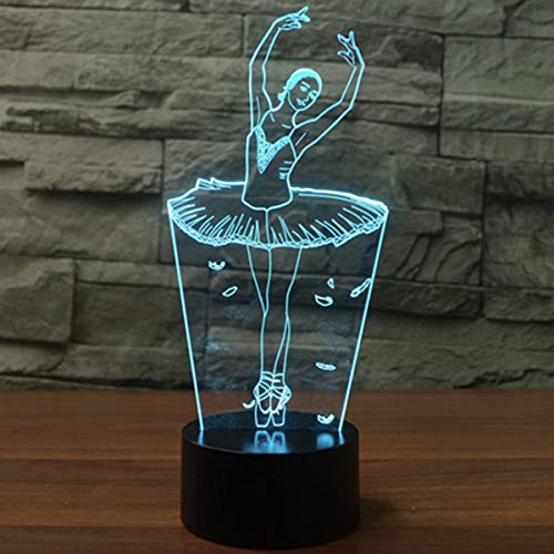 3D Lámpara óptico Illusions Luz Nocturna, EASEHOME LED Lámpara de Mesa Luces de Noche para Niños Decoración Tabla Lámpara de Escritorio 7 Colores Cambio de Botón Táctil y Cable USB, Bailarín 3D Lámpara óptico Illusions Luz Nocturna, EASEHOME LED Lámpara de Mesa Luces de Noche para Niños Decoración Tabla Lámpara de Escritorio 7 Colores Cambio de Botón Táctil y Cable USB, Bailarín