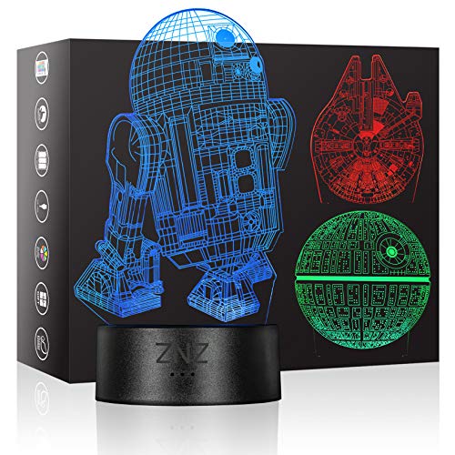 3D LED Star Wars Luz de noche, Lámpara de ilusión Death Star + R2-D2 + Millennium Falcon, Tres patrones y 16 colores Lámpara de decoración Cambio - Regalo perfectos para niño - 3 paquete 3D LED Star Wars Luz de noche, Lámpara de ilusión Death Star + R2-D2 + Millennium Falcon, Tres patrones y 16 colores Lámpara de decoración Cambio - Regalo perfectos para niño - 3 paquete