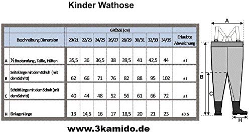 3Kamido® NIÑOS vadeadores de Pesca Infantiles para jóvenes - 10 Modelos, Cintura Ajustable, Tirantes duraderos, Hebilla FixLock Nexus, Botas de Pesca, 20-35 EU (Cocodrilos/Verde Claro, 32/33 EU)