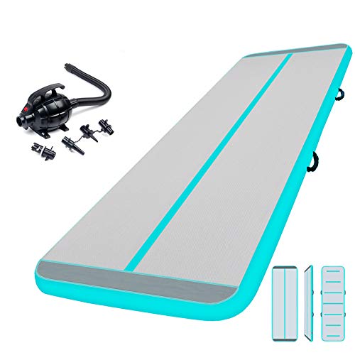 3M Esterilla Hinchable Air Floor Track para Gimnasia con Bomba de Aire Eléctrica. Pista de Aire Inflable Tumbling Alfombrillas-Colchonetas Volteretas para de Aterrizaje, de Ejercicio, de Entrenamiento