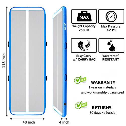 3M Esterilla Hinchable Air Floor Track para Gimnasia con Bomba de Aire Eléctrica. Pista de Aire Inflable Tumbling Alfombrillas-Colchonetas Volteretas para de Aterrizaje, de Ejercicio, de Entrenamiento