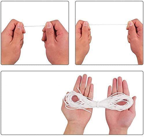 【3mm 10Metros】Cuerda Elastica, elloLife Blanco Redondos Cintas elásticas para Costura Y Manualidades DIY Cordon, Cordón goma para Elástico de Cuerda Tela para Coser Ropa