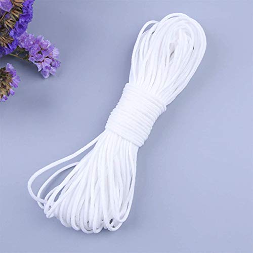 【3mm 10Metros】Cuerda Elastica, elloLife Blanco Redondos Cintas elásticas para Costura Y Manualidades DIY Cordon, Cordón goma para Elástico de Cuerda Tela para Coser Ropa