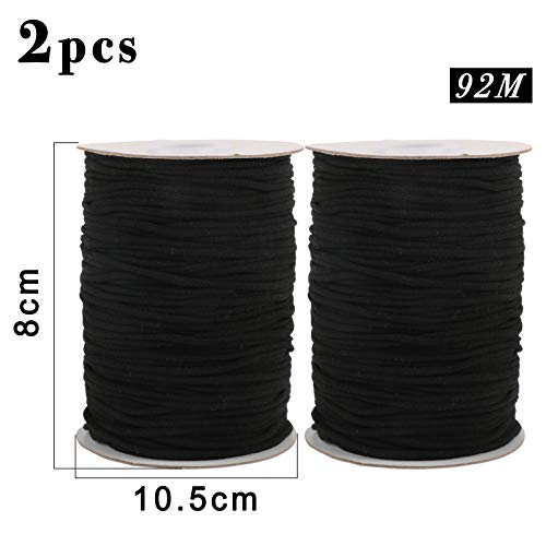 【3mm 186m】Goma Elástica Costura Cinta Redonda Negro Cordón Elástico Cuerda Tela Banda Elástica para Manualidad Coser DIY Ropa Bricolaje 【3mm 186m】Goma Elástica Costura Cinta Redonda Negro Cordón Elástico Cuerda Tela Banda Elástica para Manualidad Coser DIY Ropa Bricolaje