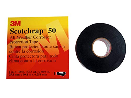 3M™ Scotchrap™ Cinta de protección contra la corrosión de vinilo 50, 4 pulgadas x 10 pies, sin impresión, negro, 12 rollos/estuche