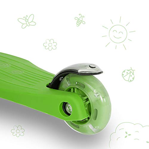 3StyleScooters® RGS-1 Patinete Scooter Tres Ruedas para Niños Pequeños Niños de 3 Años o Más con Luces LED en Las Ruedas, Diseño Plegable, Manillar Ajustable (Verde)