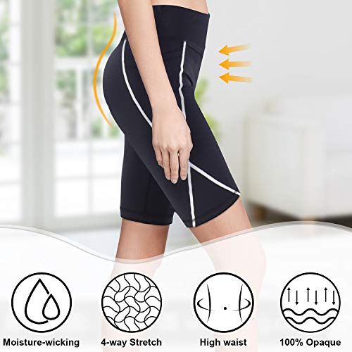 3W GRT Leggings Mujer Fitness, Leggings De Yoga para Mujer, Pantalones De Entrenamiento, Pantalón Corto Deportivo para Mujer Cintura Alta (Negro, S)