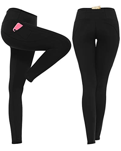 3W GRT Leggings mujer fitness,Mallas Deportivas de Mujer,Pantalones elásticos de yoga con bolsillos laterales,polainas de yoga Fitness,Yoga (Negro-W11, XL)
