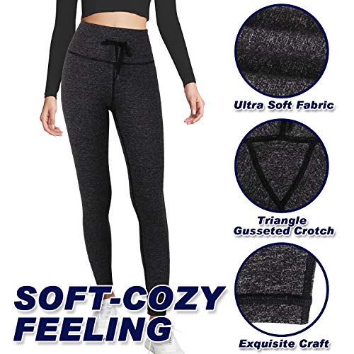 3W GRT Leggins Mujer,Mallas de Deporte de Mujer,Pantalones Petite Mujer,Pantalón Deportivo para Mujer,Cintura Alta Pantalones Deportivos para Running,Estiramiento,Yoga (Gris- con cordón, XXL)