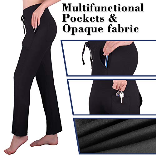 3W GRT Pantalones De Yoga para Mujer, Pantalones De Yoga, Pantalones Casuales De Yoga con Cordón para Yoga y Correr (Negro, M)